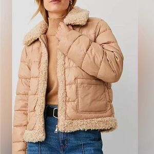 Ann Taylor Faux Fur Trim Puffer Jacket NWT SZ SM
